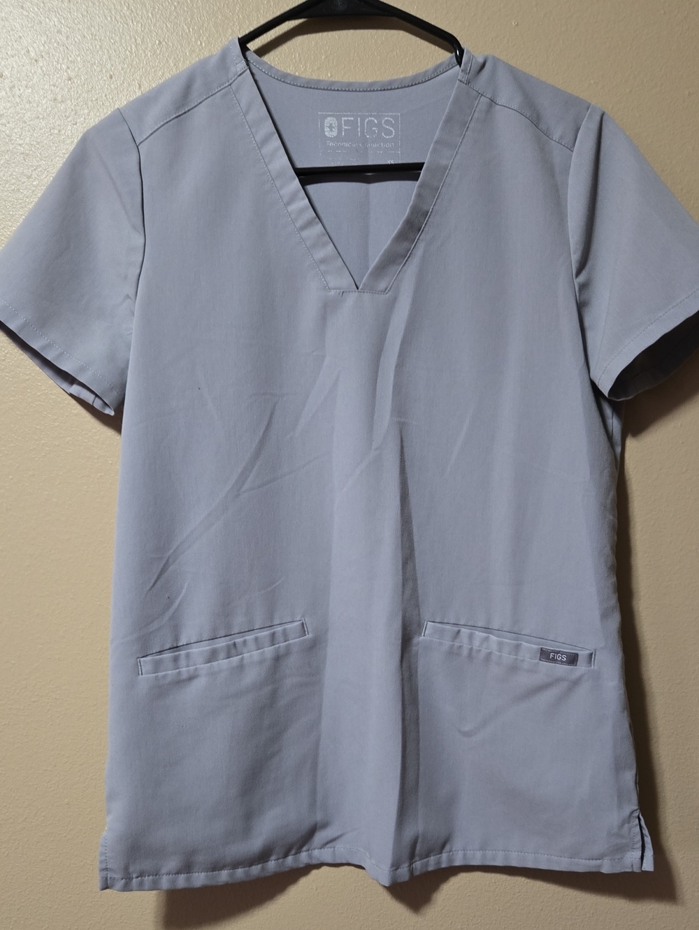 Figs Women's Light Gray V-Neck Scrub Top